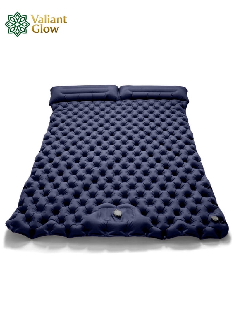 Valiant Glow Emergency Portable Lightweight Sleeping Mat|Double camping sleeping mat | Ultralight camping mat | With pillow | Built-in foot pump | Inflatable sleeping mat |camping mat|sleeping pad| Lightweight and portable | Suitable for camping | Backpacking | Hiking | Tent camping. - Image 1